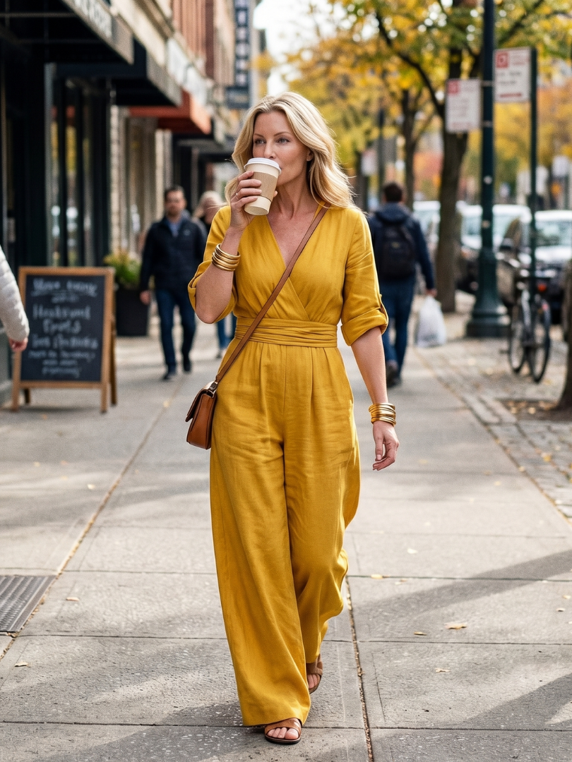 V-Neck Wrap Front Half Sleeve Wide Leg Jumpsuit 16