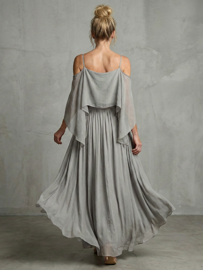 Cold Shoulder Cami Top and Tie Waist Maxi Skirt Two Piece Set 4