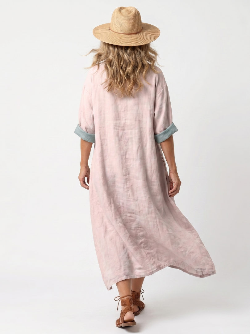 Medallion Print V-Neck Pocket Maxi Kaftan Dress 4