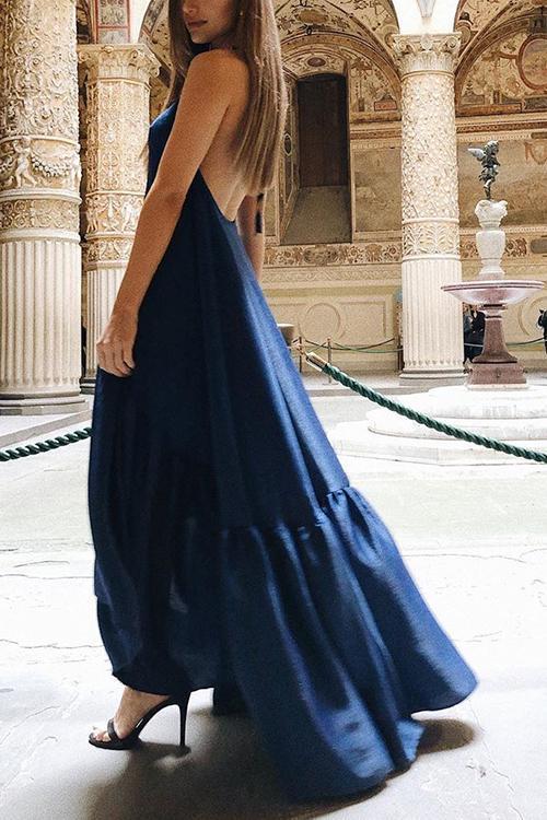 Spaghetti Strap V-Neck Tiered Ruffle Hem Maxi Dress 31