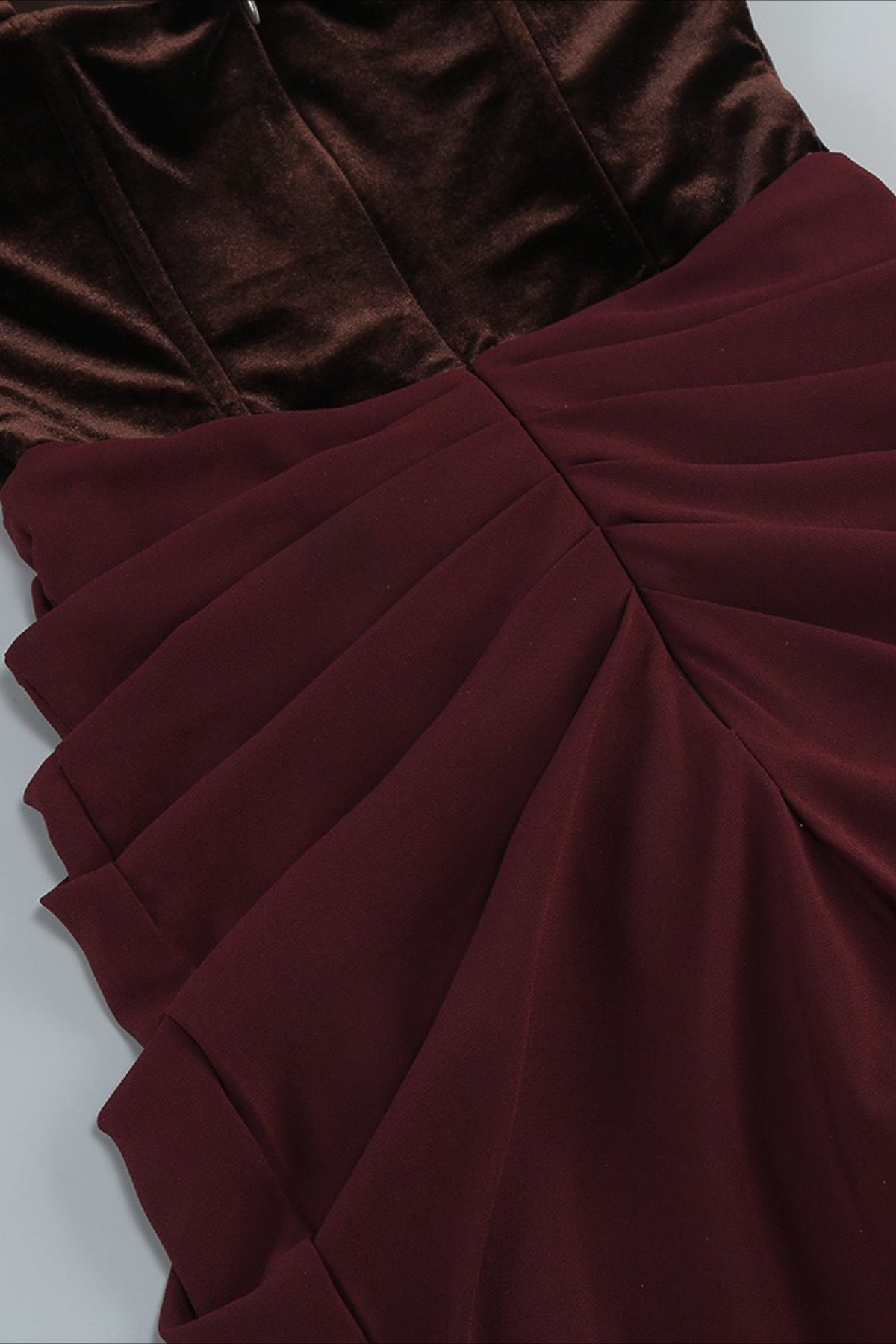 Velvet Corset Bustier Mesh Panel Maxi Gown - View 7
