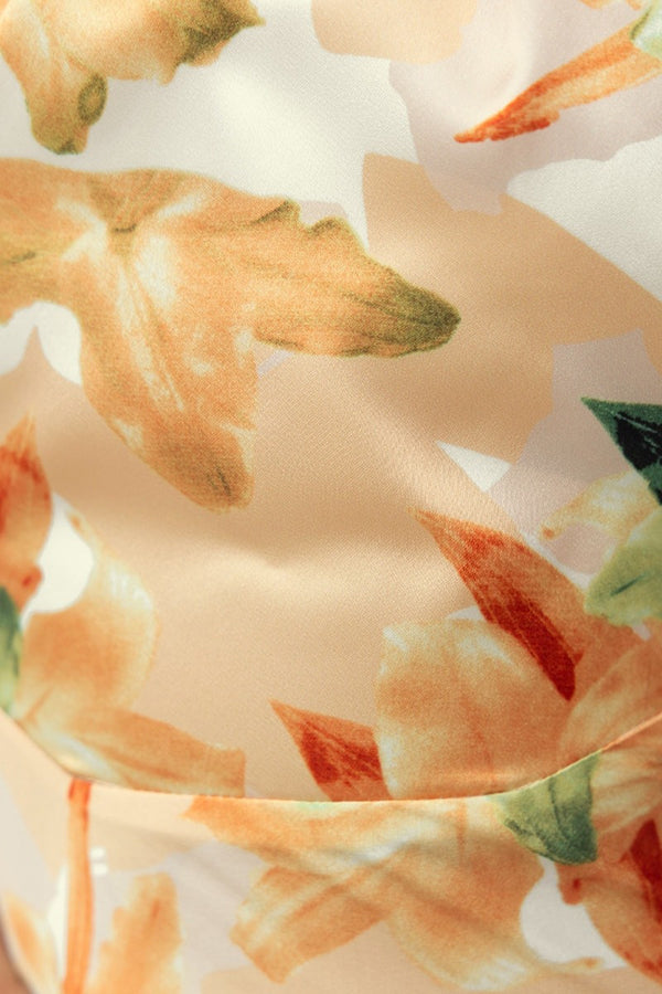 Satin Floral Halter Neck Backless Maxi Dress - View 7