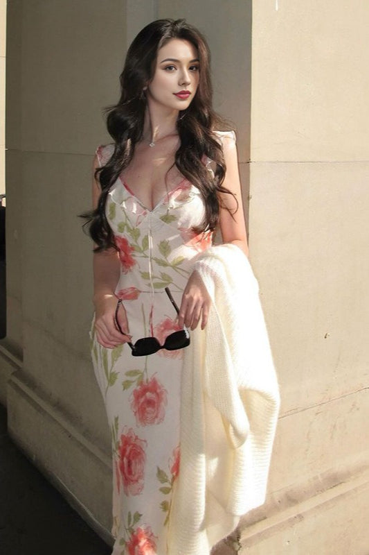 Backless Deep V-Neck Dress