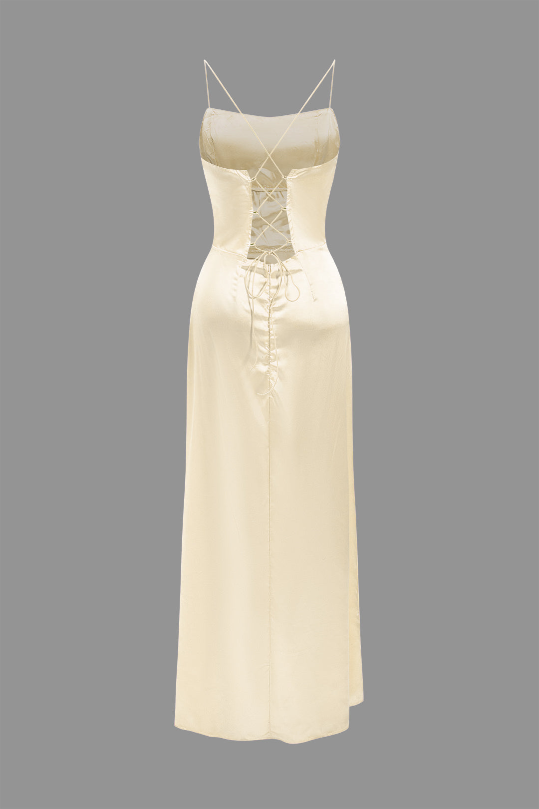 Corset Cowl Neck High Slit Maxi Dress - View 17