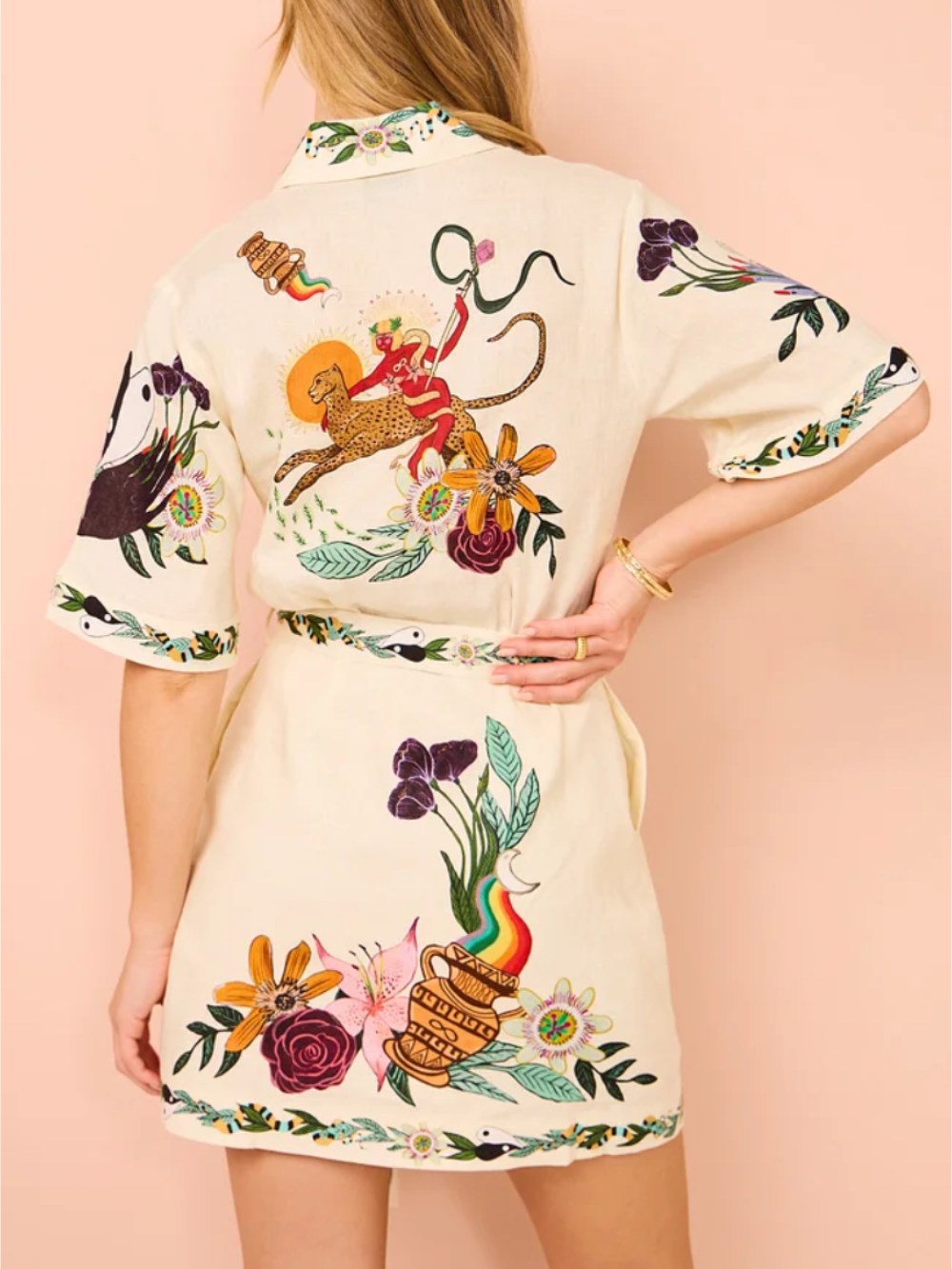 Modern Sophisticated Feel Satin Unique Print Mini Dress - View 3