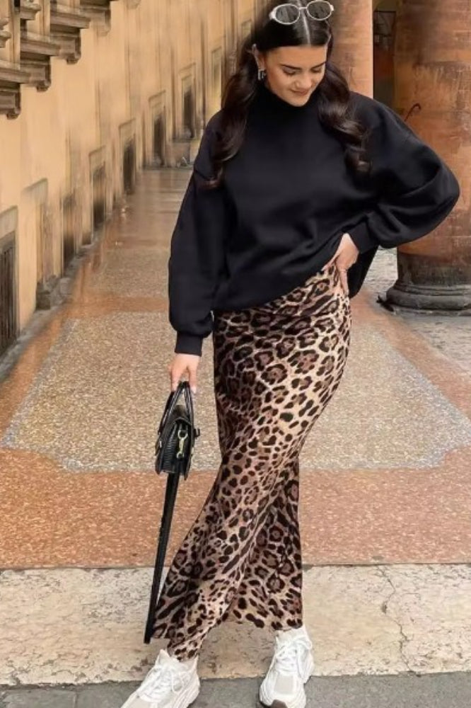 Draped Satin Midi Skirt