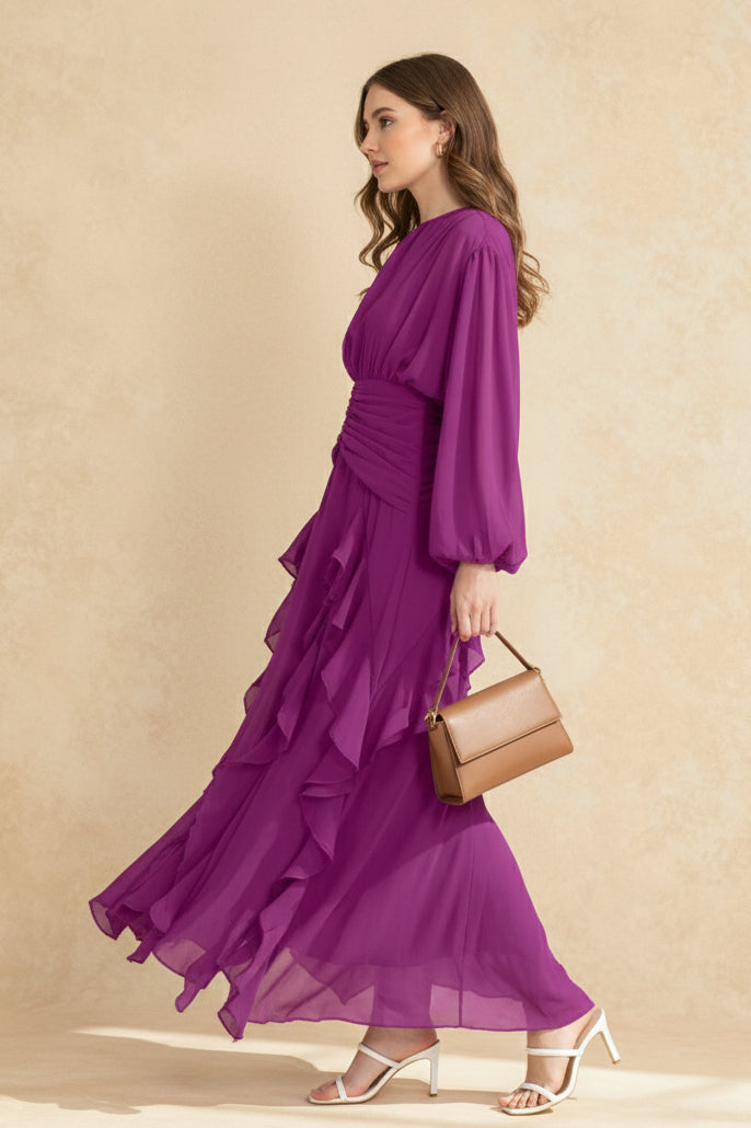 Leonie Ballon Sleeve Maxi Dress