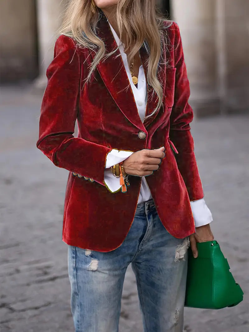 Velvet Single Breasted Blazer 4