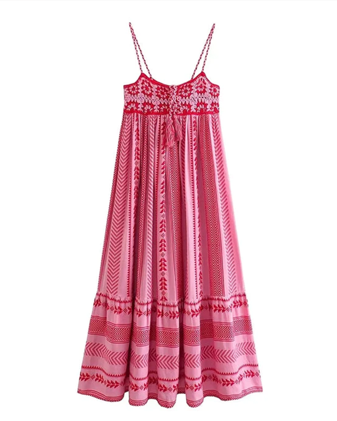 Embroidered Halter Neck Backless Maxi Dress - View 8
