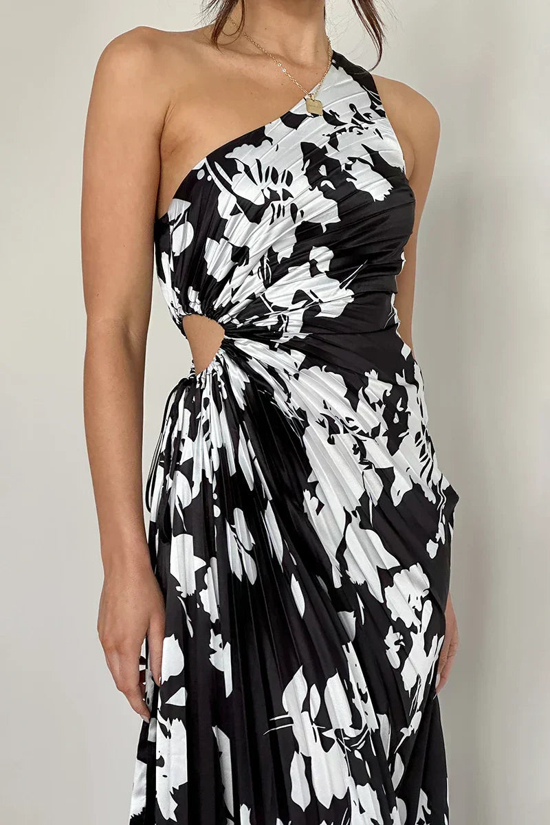 Floral One Shoulder Ruched Twist Front Maxi Dress 9