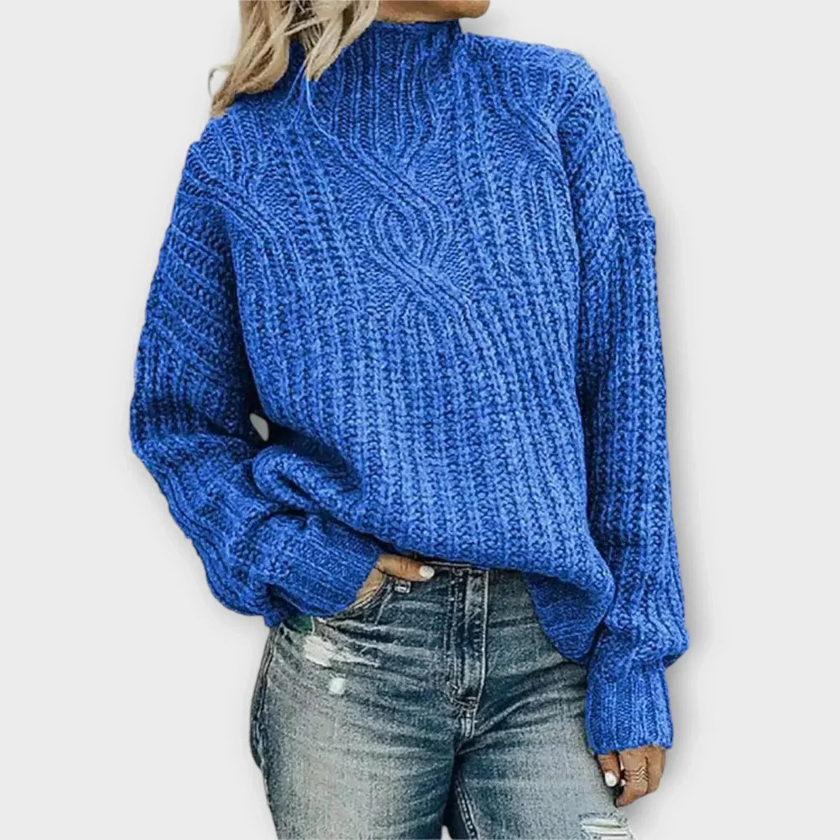 Mock Neck Long Sleeve Textured Knit Sweater 5