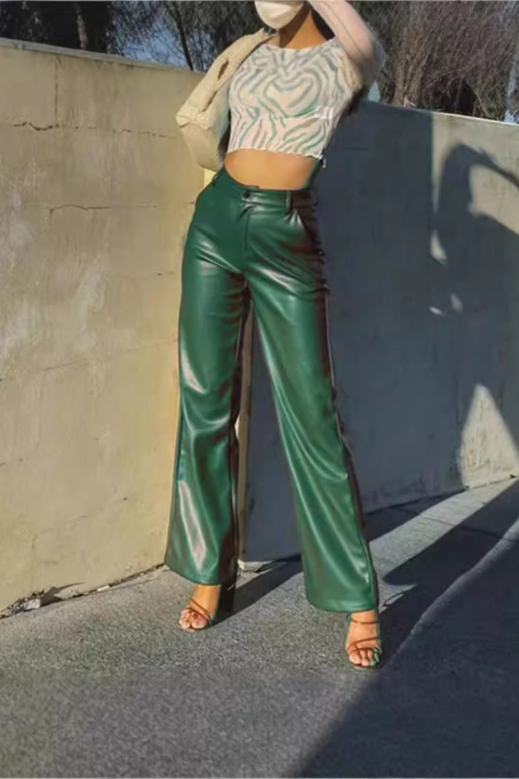 Stretchy PU Leather Versatile Pants