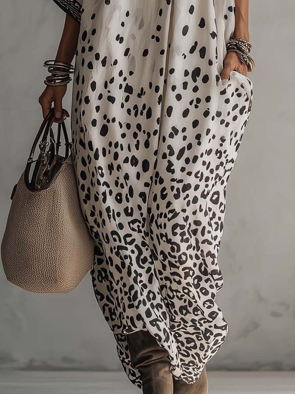 Animal Print V-Neck Kaftan Maxi Dress 4