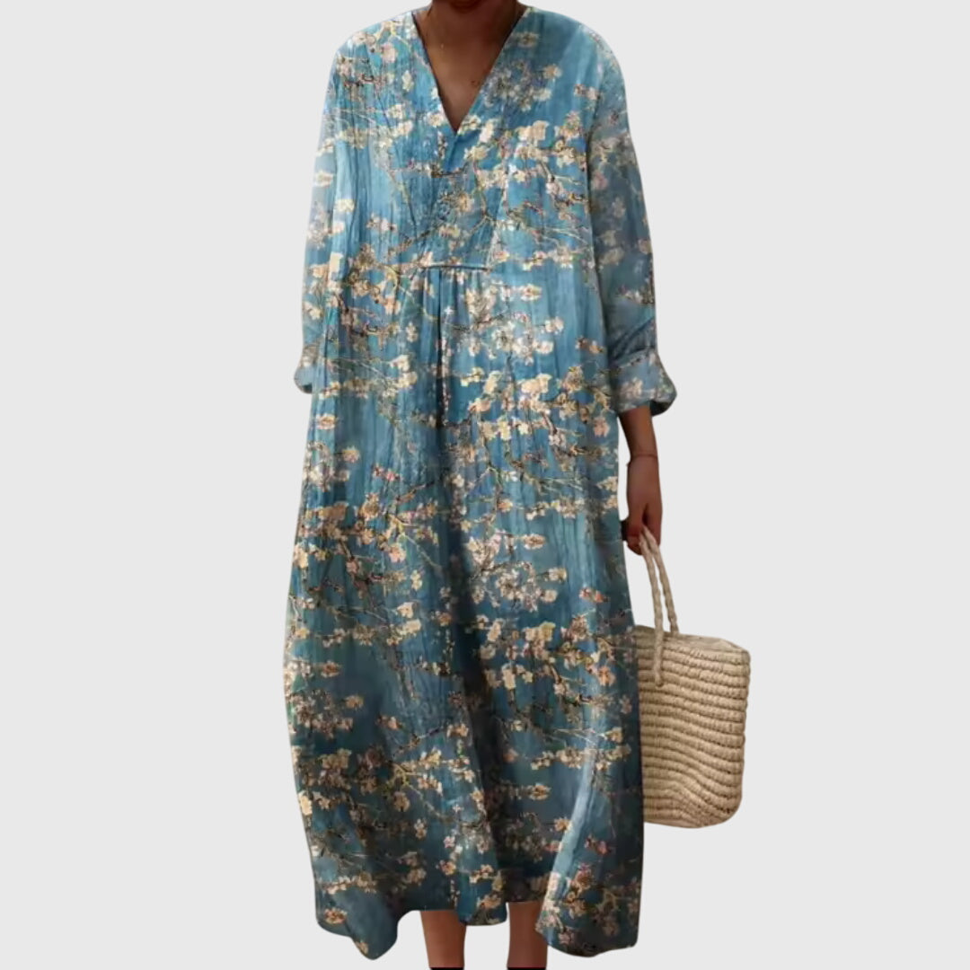 V-Neck Long Sleeve Striped Patchwork Maxi Dress 8