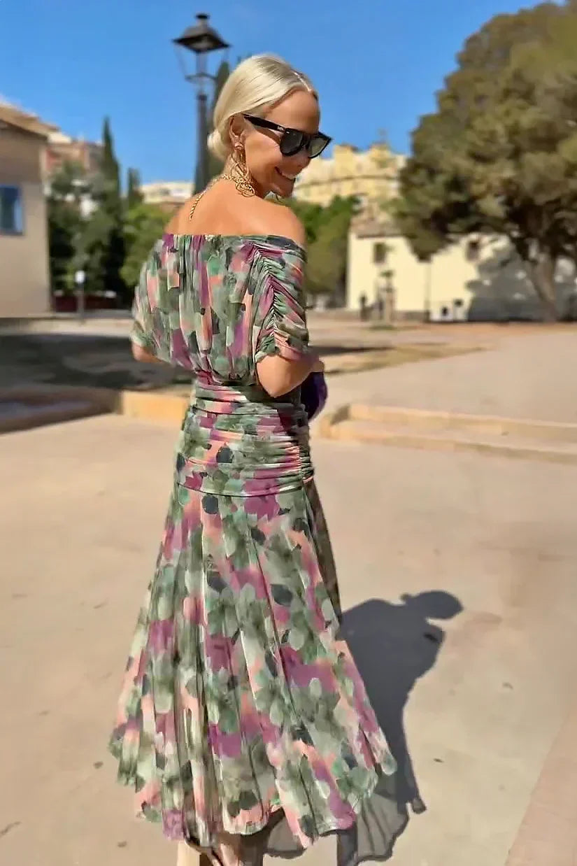 Floral Off Shoulder Twist Front Maxi Dress 7