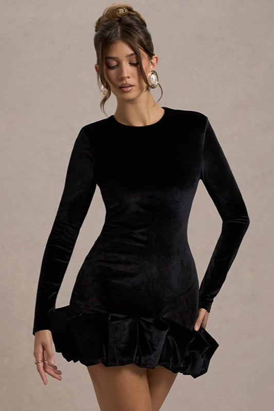 Velvet Ruffle Hem Party Dress - View 6