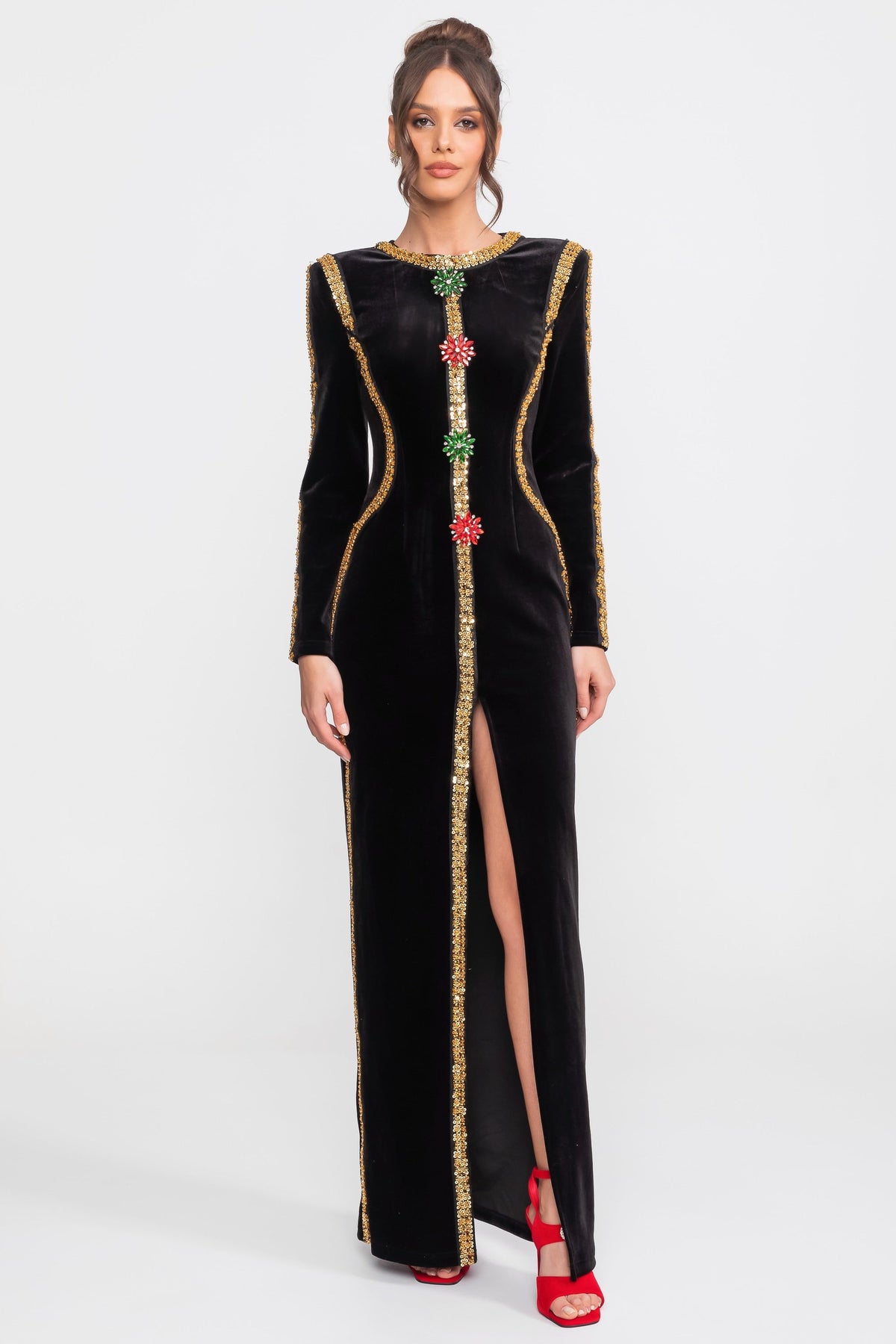 Velvet Maxi Dress - Black - View 3