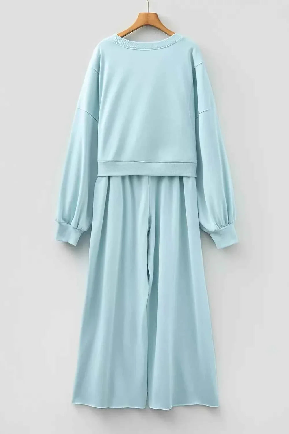 Drop Shoulder Puff Sleeve Crop Pullover Drawstring Wide
