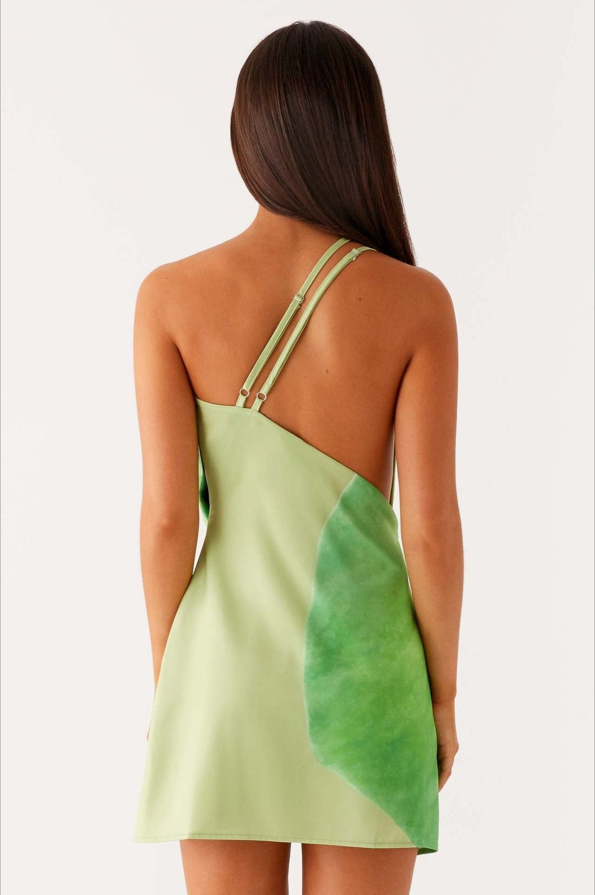 Satin One Shoulder Cowl Neck Brooch Strap A-Line Mini Dress - View 4
