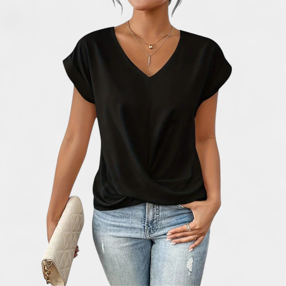 V-Neck Cap Sleeve Twist Front Top 4