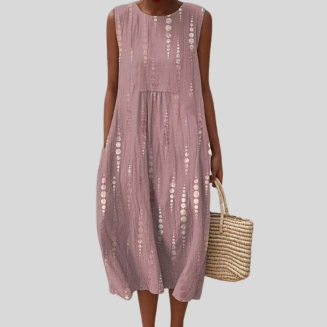 Round Neck Sleeveless Sequin Dot Tiered Midi Dress