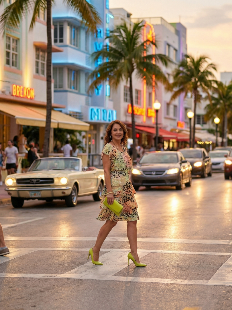 Abstract Spot Print Flutter Sleeve Tiered Knee Length Dress 5