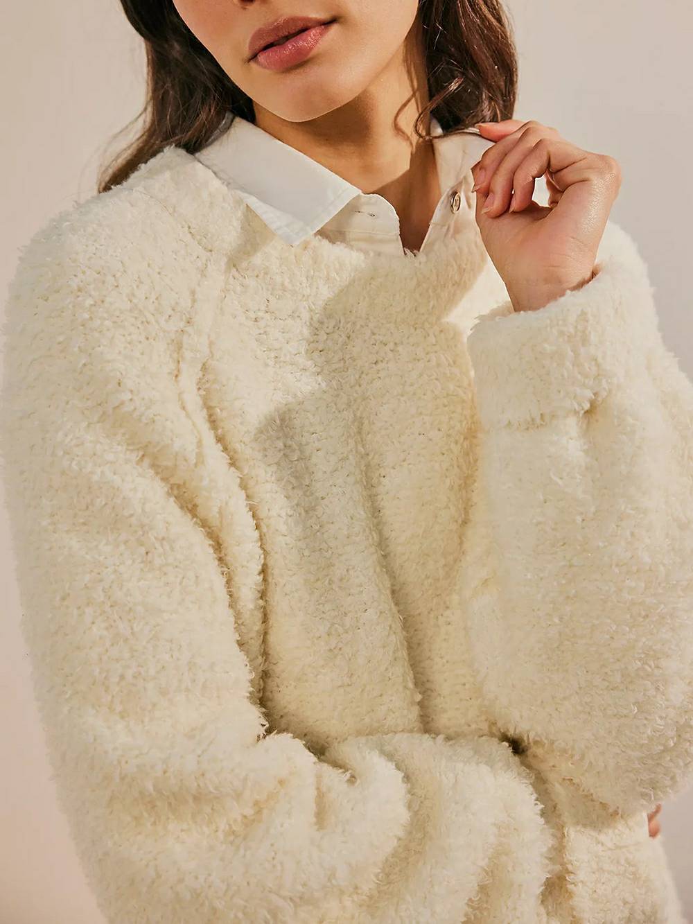 Lace Flowy Mini Dress & Teddy Sweater - View 16