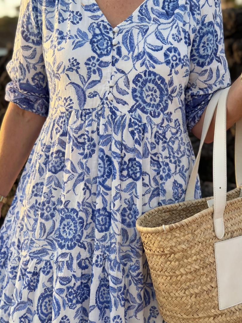 Floral Print V-Neck Tiered Maxi Dress 4