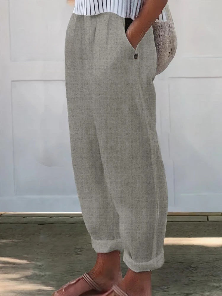 High Waist Tapered Pocket Casual Pants 5