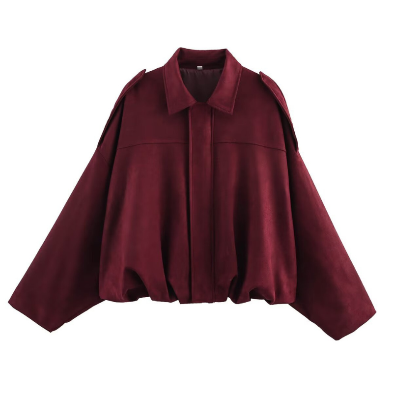 Suede Look Zip Front Oversized Bomber Jacket 5