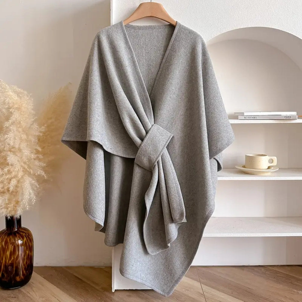 Open Front Draped Wrap Poncho Cape 8