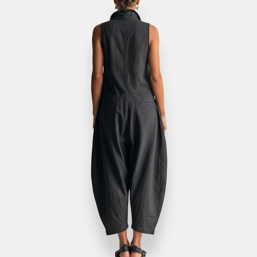 Sleeveless Collared Cargo Pocket Wide Leg Jumpsuit 6