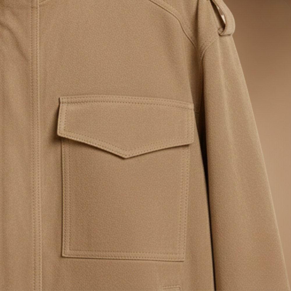 Stand Collar Zip Front Flap Pocket Utility Jacket 7