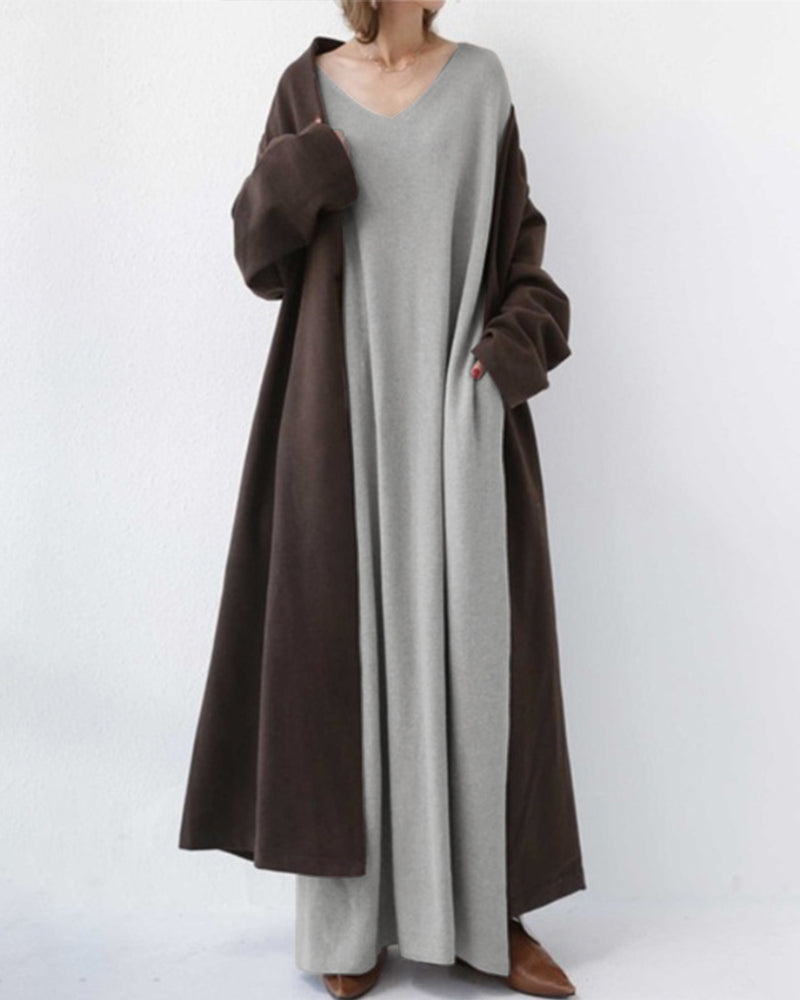 Long Sleeve Ribbed Knit Sweater Dress - View 10