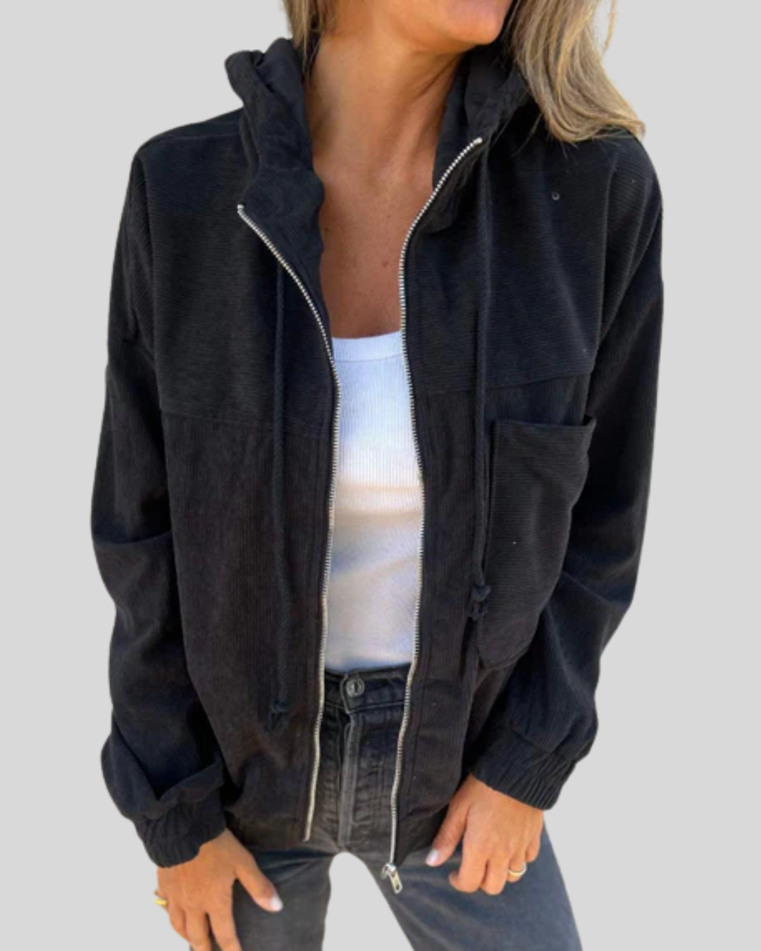 Corduroy Hooded Zip Front Jacket 5