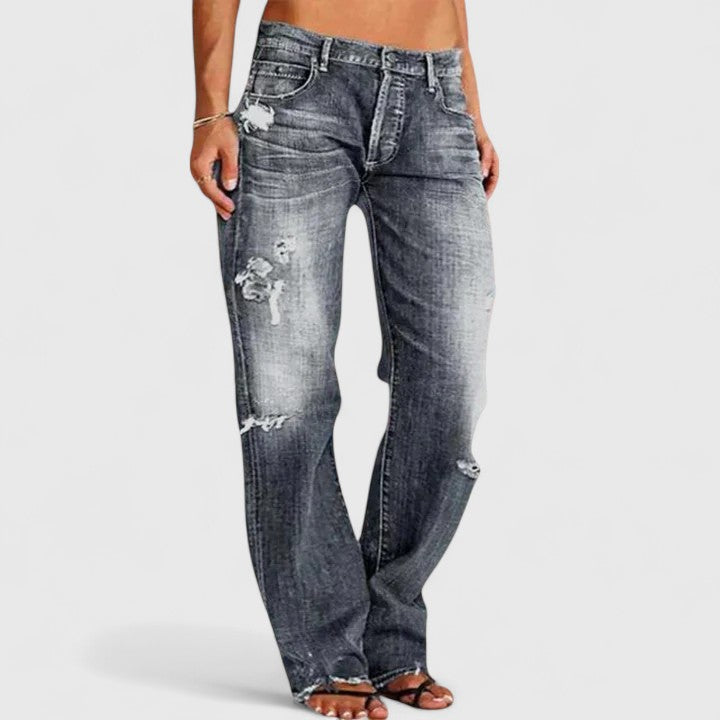 Distressed Ripped Straight Leg Jeans 4