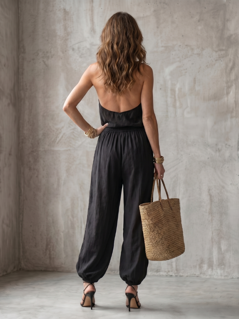 Halter Cowl Neck Top and Balloon Pants Two Piece Set 5