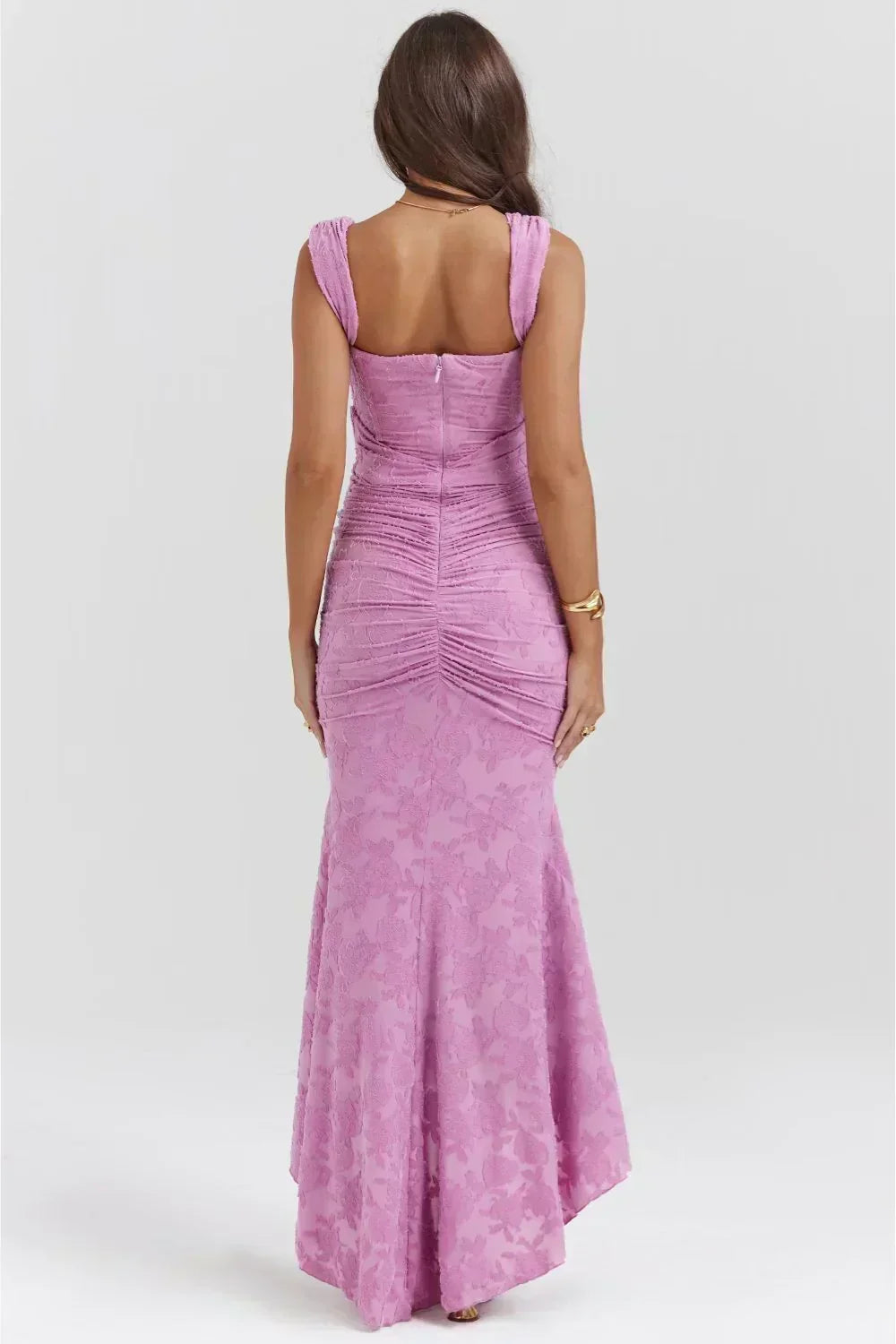 Square Neck Corset High Low Mermaid Maxi Dress 2