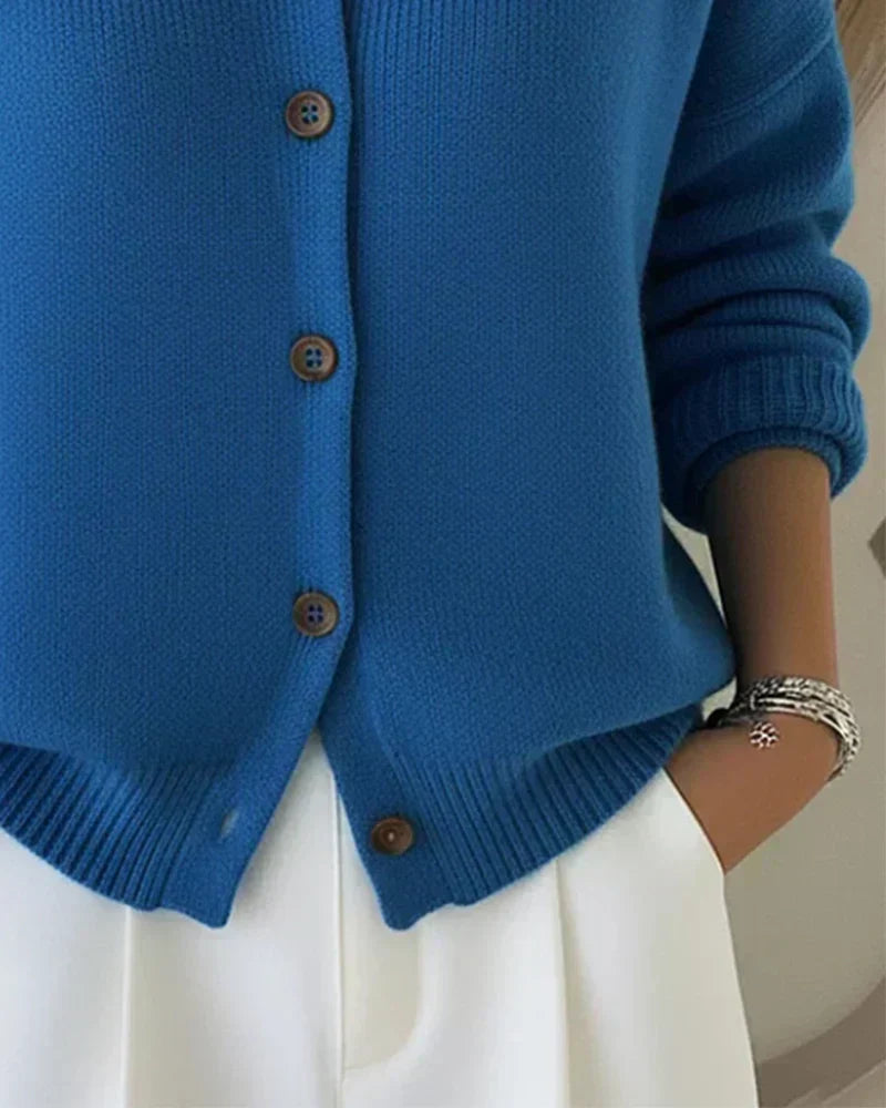 Collared Button Front Ribbed Knit Cardigan 4