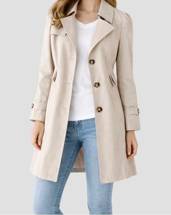 Single Breasted Notch Lapel Belted Trench Coat 5