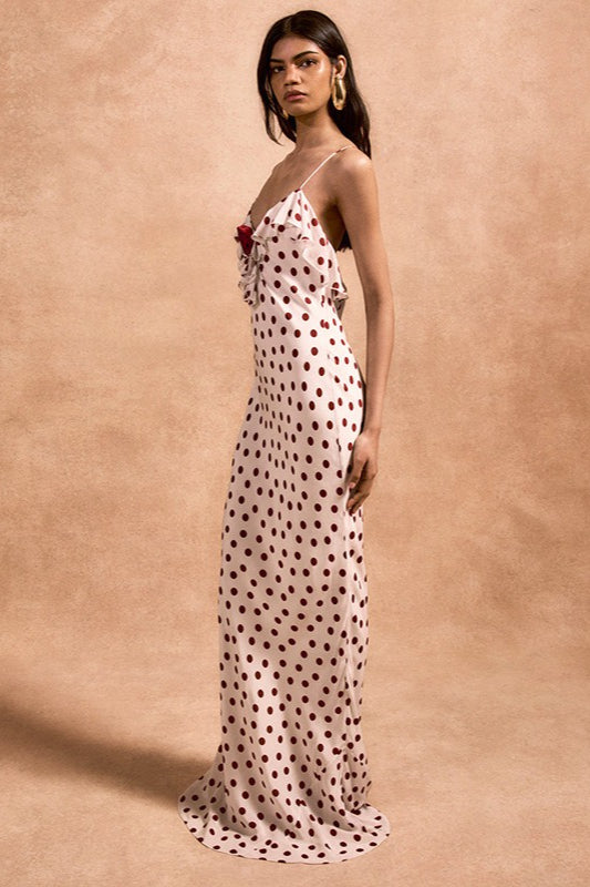 Color Block Lace Trim Cami Maxi Dress - View 3