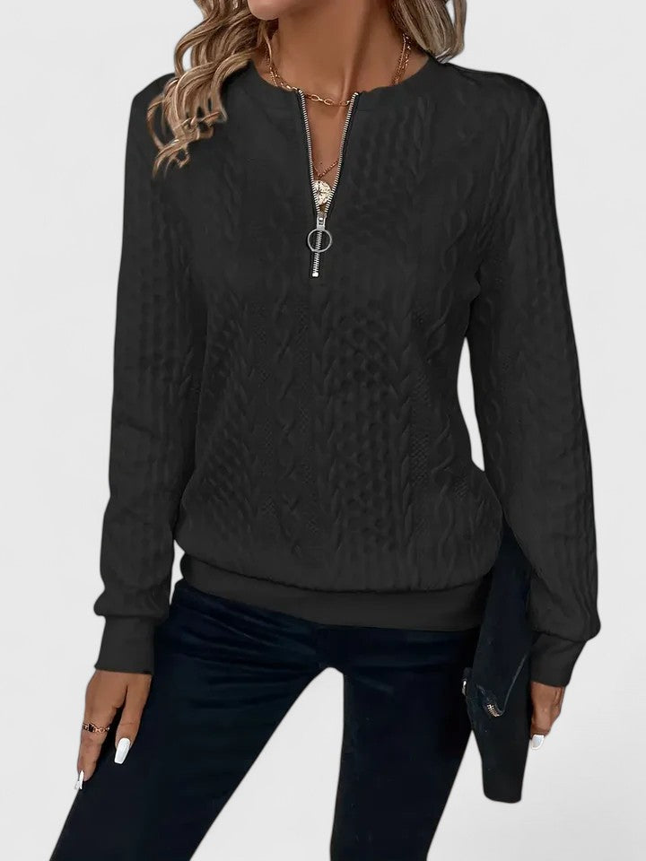 Quarter Zip Cable Knit Textured Sweatshirt 5