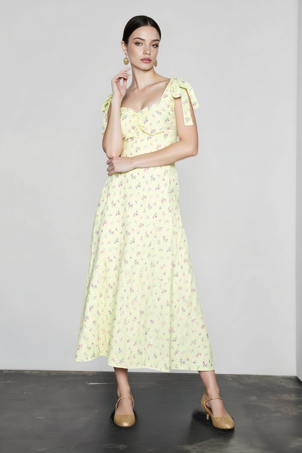 Backless Floral Midi Dress
