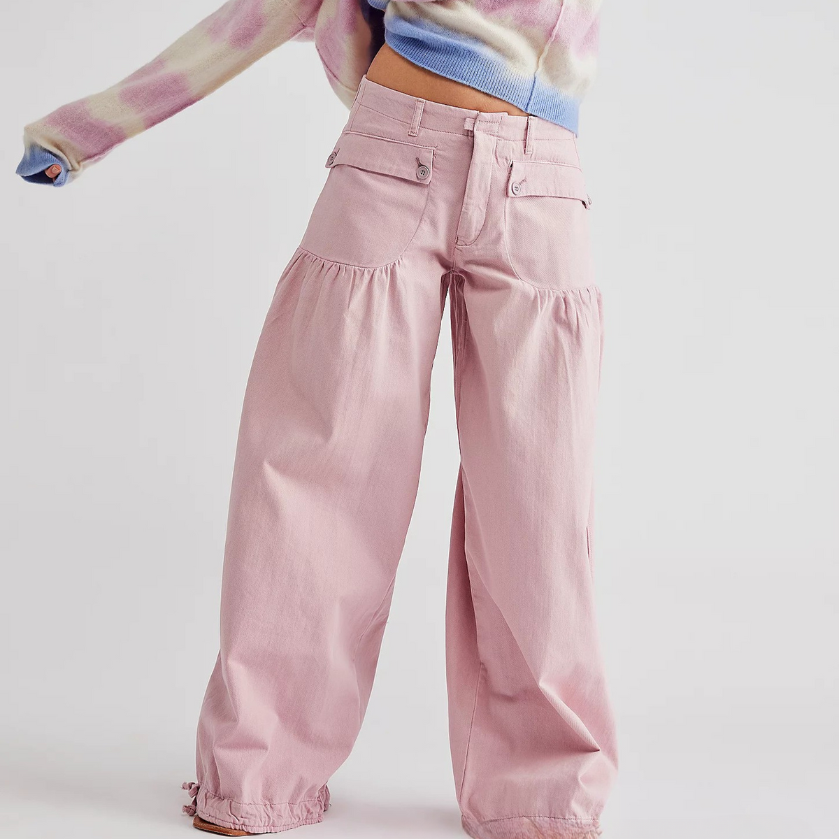 High Waist Drawstring Cuff Balloon Leg Jeans 8