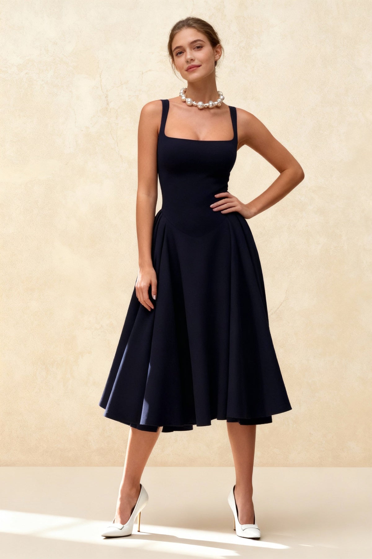 Backless Square Neck Fitted Party Dress - View 4