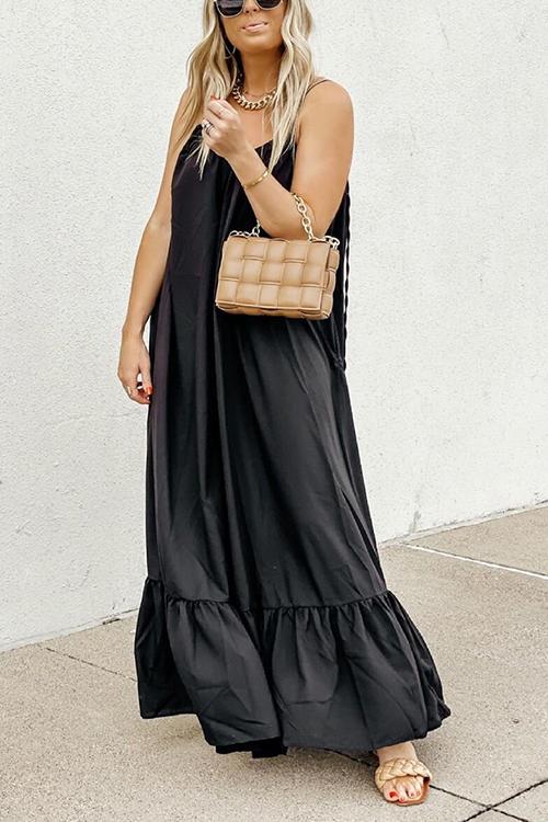 Spaghetti Strap V-Neck Tiered Ruffle Hem Maxi Dress - View 15