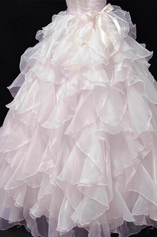 Organza Strapless Tiered Ruffle Ball Gown Prom Dress - View 2