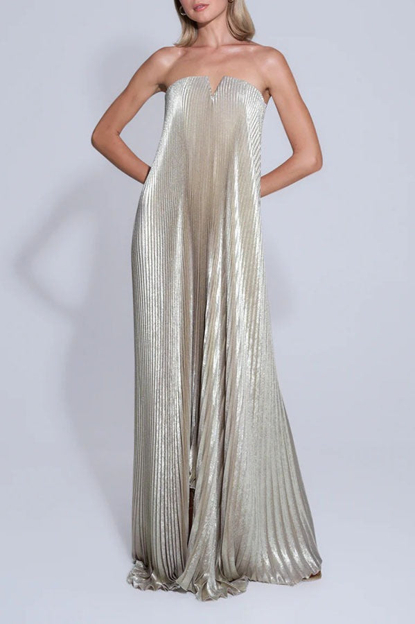 Pleated Strapless Sweetheart Ball Gown - View 3
