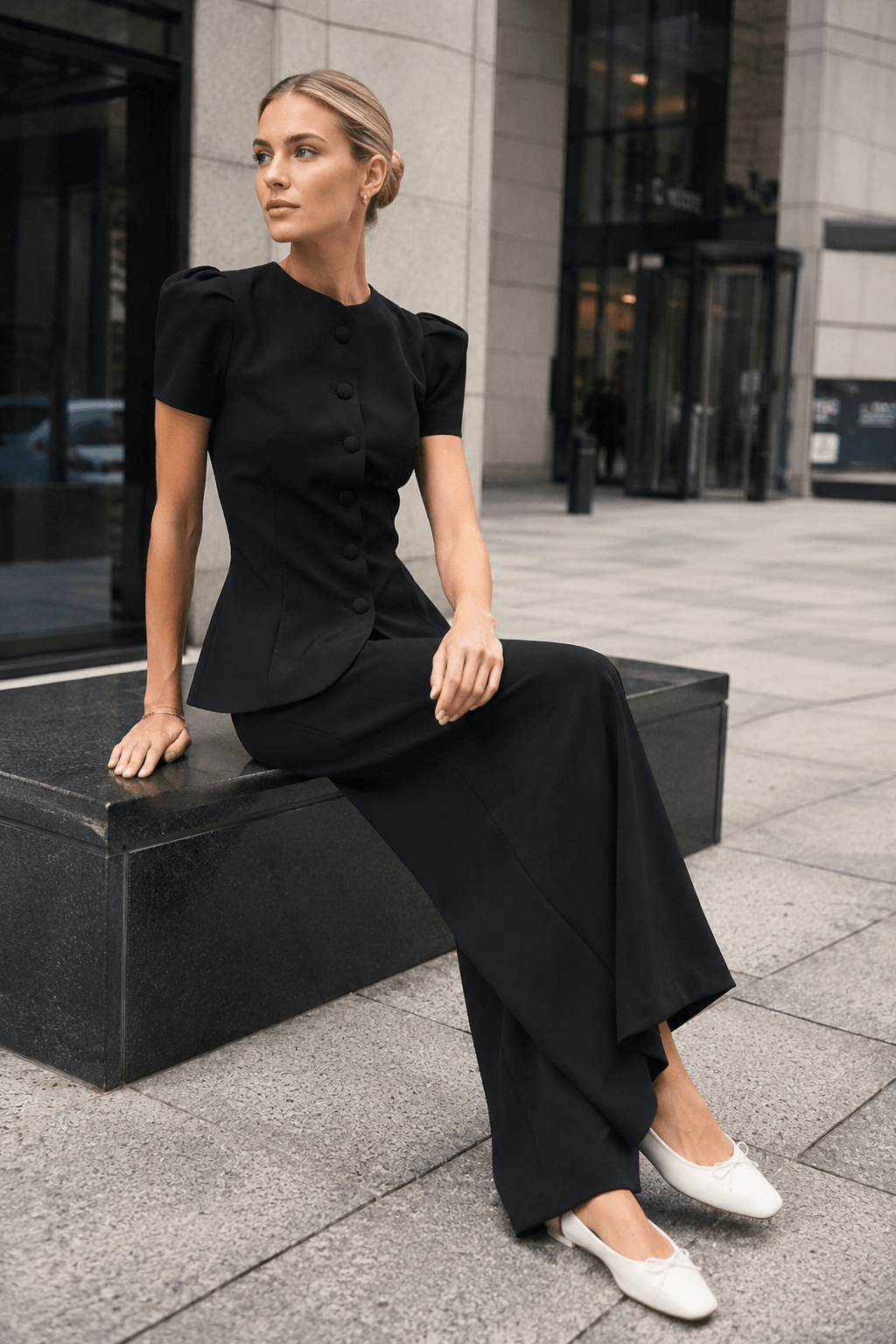 Jacket High Waist Two Piece Work Set