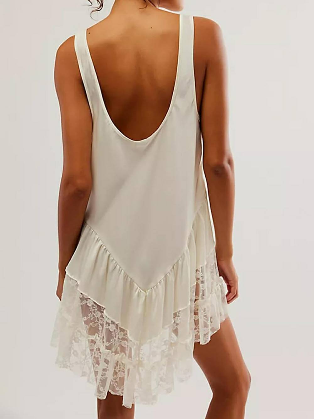 Lace Flowy Mini Dress & Teddy Sweater - View 6